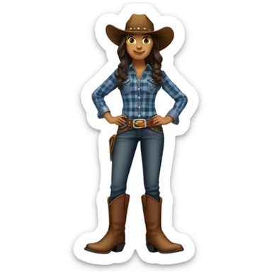 Brunette cowgirl sticker