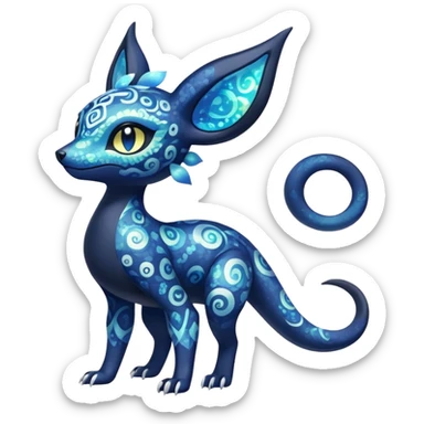 Colorful Iridescent Exotic Nebulae Salandit-Meowstic-Umbreon-Fakémon-hybrid-creature (full body)  sticker