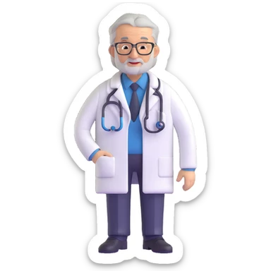 mature 60 year old doctor with stethoscope, gray hair, professional looking but not elderly sticker