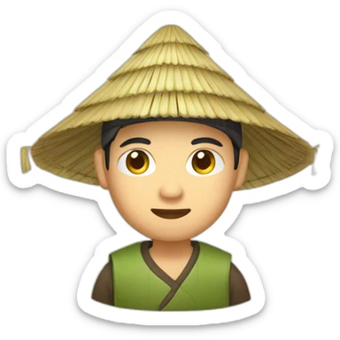 chinese man wearing rice paddy hat sticker