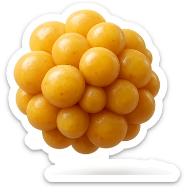 CELLULA DI GRASSO (ADIPOCITA) GIALLA A GRAPPOLO, IPERREALISTICI 4K, FLUTTUANO IN ARIA sticker