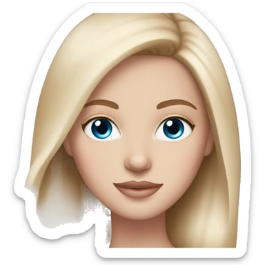 White girl with light brown hair skin care blue eyes light pink lips sticker