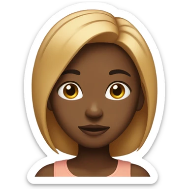 black caramel skin girl emoji with black short locks  shrugging  sticker