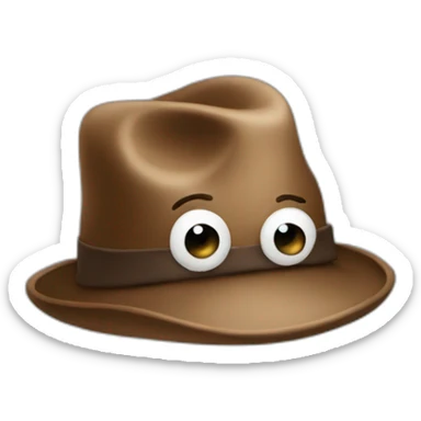 A thinking poop emoji wearing a fedora sticker