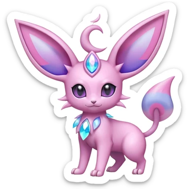 Shiny Cool Sparkly Cute Ethereal Espeon-Sylveon-Nidorino-Fakemon-hybrid-fusion- full body sticker