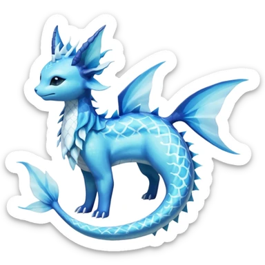 Lumineon-Vaporeon-Amaura-Glaceon-Dragonair-Fakémon-hybrid-creature (full body)  sticker