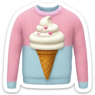 Knit sweater with ice cream design sticker