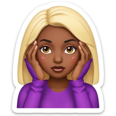 black baddie with dramatic lashes facepalming, sassy attitude, emoji style sticker