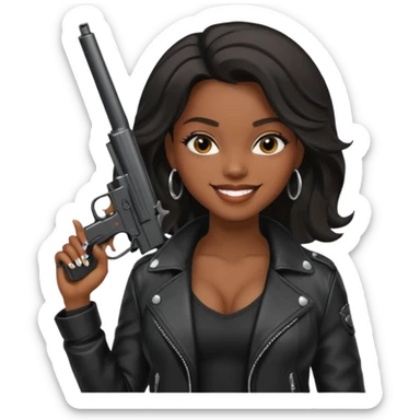 A sexy black female gangster with a gun sticker