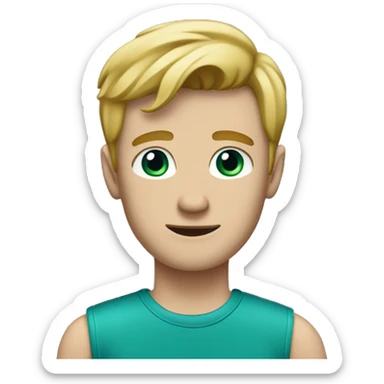 Skinny white guy wearing teal shirt and dark blue jeans sticker