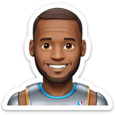 Lebron James smiling
half his face is robot/cyborg like sticker