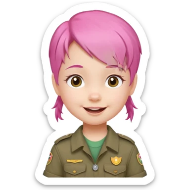 very small baby scout girl with pink hair sticker