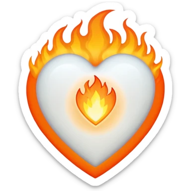 The heart is white and there is fire all around sticker