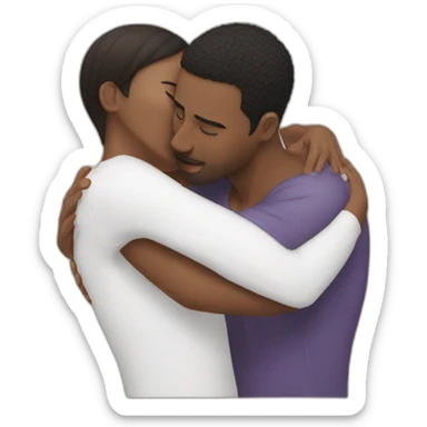 Woman kiss neck man and hug him from behind sticker