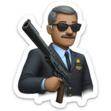 Un mec chauve à lunettes avec un Gun sticker