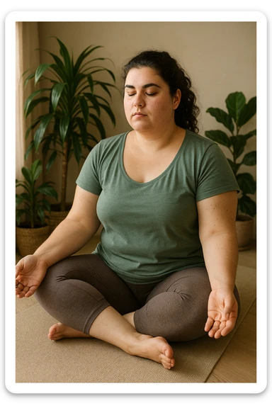 Donna con pcos che abbassa il suo cortisolo immagine realistiche in italiano sticker