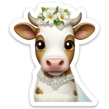 Cow in a wedding dress sticker