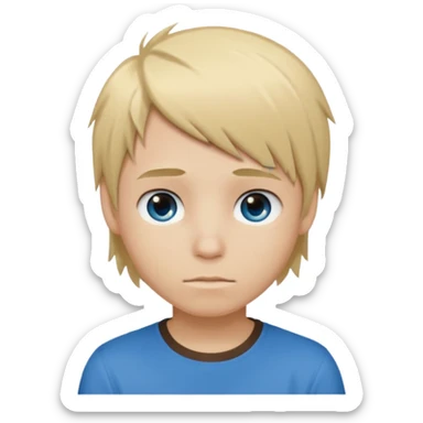 boy with blonde hair emo, and brown shirt, and blue eyes sticker