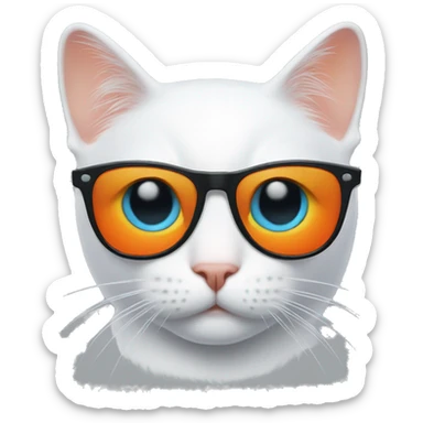 White cat with orange spot on head with sunglasses  sticker