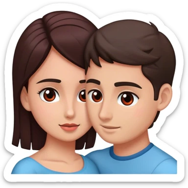 Abrazo hombre joven y mujer hermosa con anteojos morena sticker