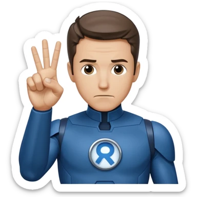 Reed Richard’s from the Fantastic 4 holding up 4 fingers thumb down out in front of himself  sticker