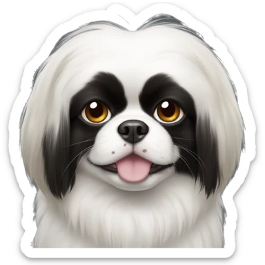happy japanese chin black fur around left eye, white fur around right eye  sticker