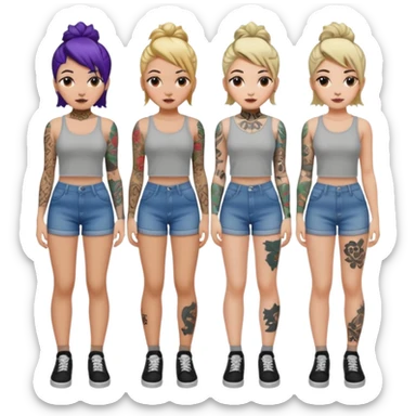 TATTOOED GIRL FULL BODY DIFFERENT HAIRSTYLES COLORS sticker