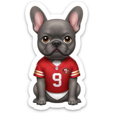 Dark Gray French bulldog in 49ers sticker
