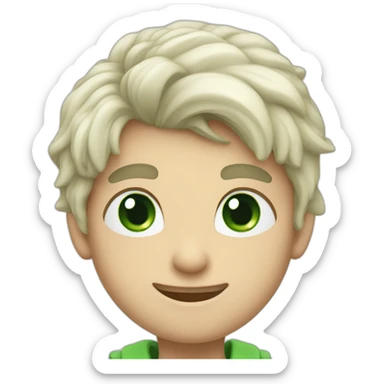 boy doing thumbs up with green eyes and dyed white, long hair on top and very short on the sides sticker