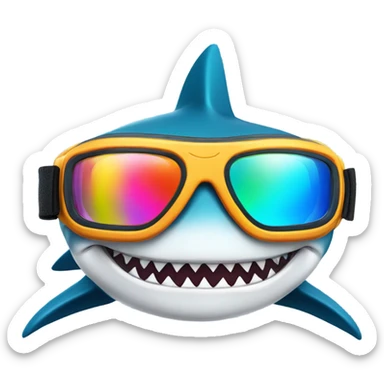 Shark with scuba goggles sticker