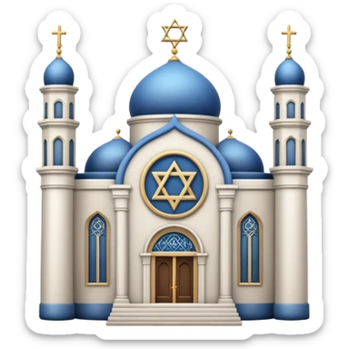 reform jewish synagogue similar in architecture to historical churches (pretty and magnificent), white in color, in ios emoji style sticker