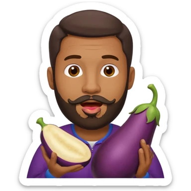 Dominican man with a beard as an eggplant in his mouth sticker