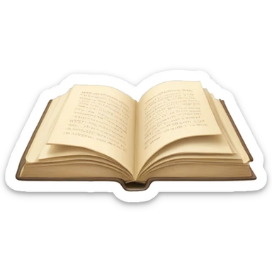 An open, hardcover book, depicted with a beige cover. Commonly used for various content concerning reading, writing, learning, and schooling. sticker