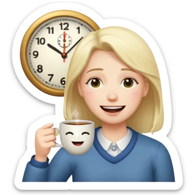 cry laugh with a clock and tea sticker