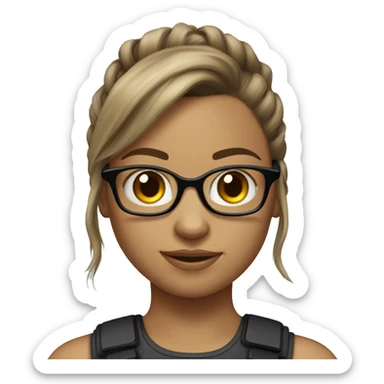 Light skin that brown hair in a pony tail Girl with glasses and Xbox controller  sticker