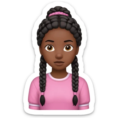 black girl with braided black hair and pink shirt sticker