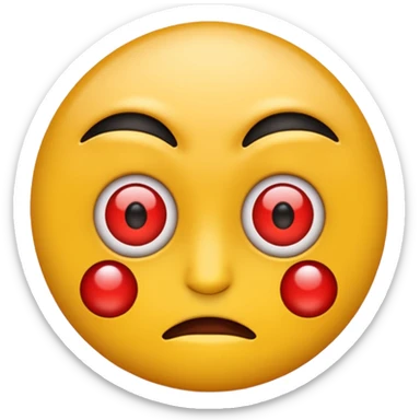 emoji de ojos rojos y expresión misteriosa sticker