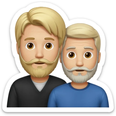 Man with a beard and long hair gathered with another short-haired blond man sticker