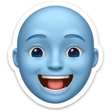 A blue face laughing out loud while covering it's mouth  sticker