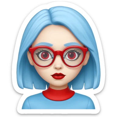 Ghoulia yelps monster high, pale white-blue skin, red glasses sticker