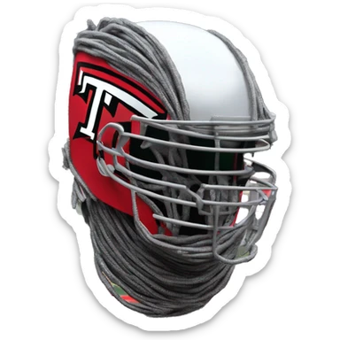 Texas-tech-red-raiders barber wire covered gunmetal tattooed battle helmet Mohawk multi color white silver 3d sticker