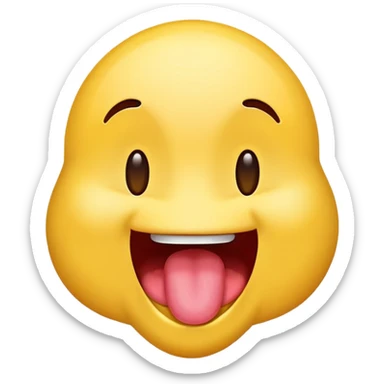 Emoji sticking its tongue out and drooling while looking up ecstatic sticker