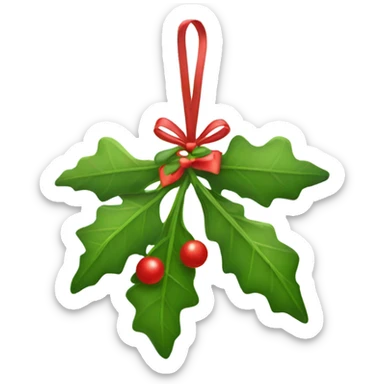 Mistletoe hanging with bow sticker