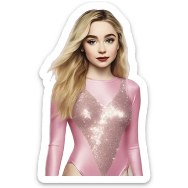 Sabrina carpenter pink bodysuit sparkly sticker