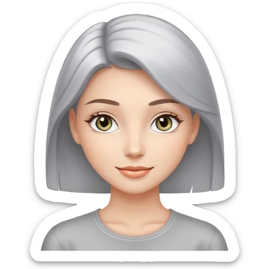 She is a cool and confident young woman with sparkling light gray eyes and fair, smooth skin. She is very beautiful. sticker