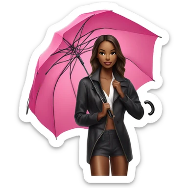 Photo of Victoria secret model posing with an umbrella  sticker
