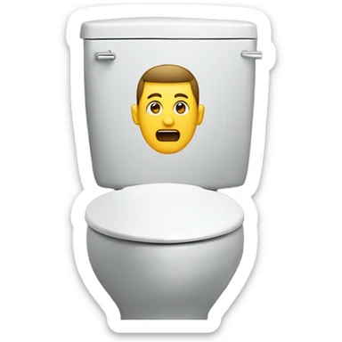 A toilet with a man’s head popping out of it sticker