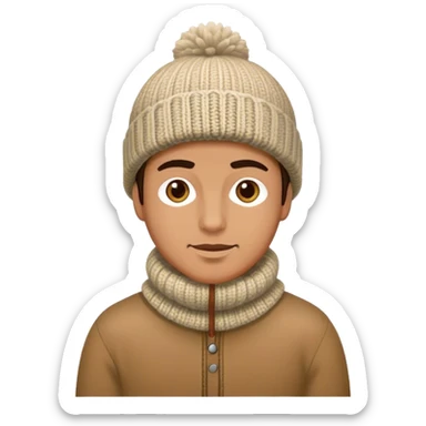 man in outdoor wither clothes and knited hat full scale sticker