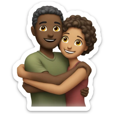 couple hug with warm smiles sticker