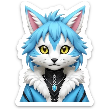Cool gothic cute Kemonomimi Nekomimi Japanese Anime Kemono Furry Style Vernid-Zeraora-Sergal-Fursuit-furry-fursona sticker